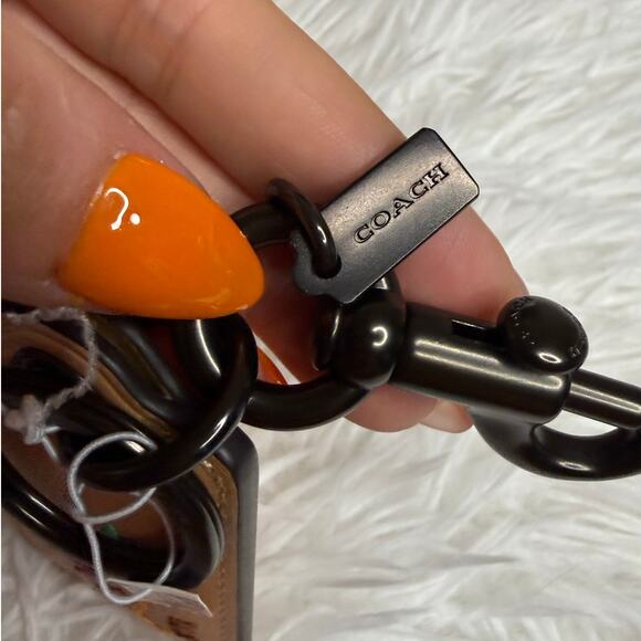 NWT COACH Original Bottle Opener Key Fob Natural Leather with Diary Embroidery - Picture 4 of 5